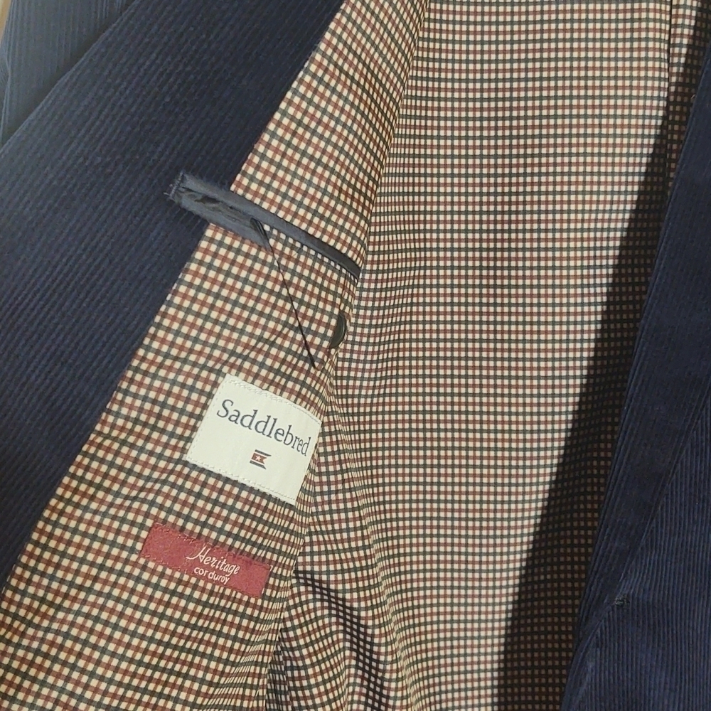 NWT Sadddlebred Navy Heritage Corduroy Sports Coat 44L - Picture 5 of 11